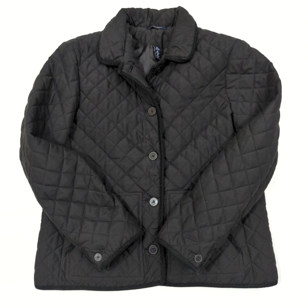 Quilted Black Barn Jacket Chore Coat Corduroy Trim